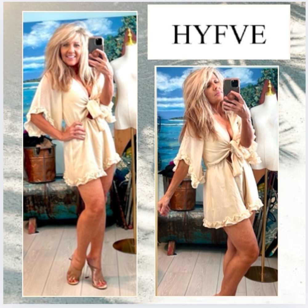 NWT,Hyfve,Lucious Cream,Tie-Front Romper,Sexy,Fun,Flirty,Vacation Perfect,Size M - Picture 1 of 11